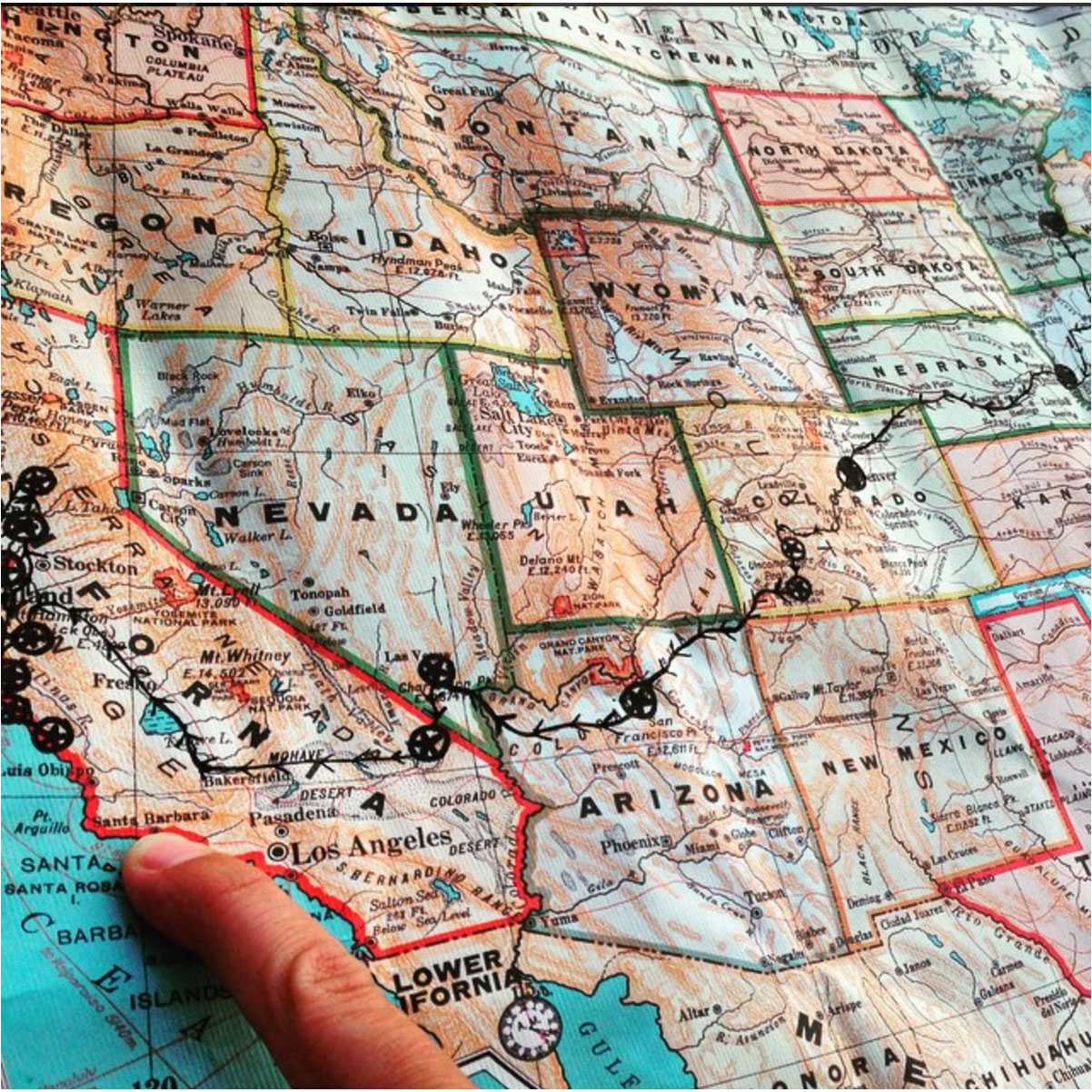 Pointing a finger on a map and going. ‪#‎RoadtriptoElsewhere‬ ‪#‎RoadWarriors‬