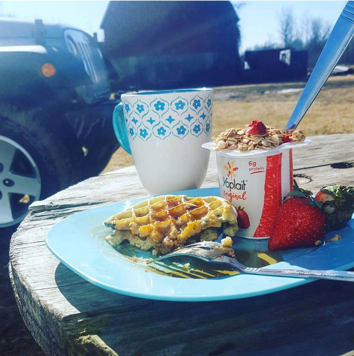 Breakfast outside in February
